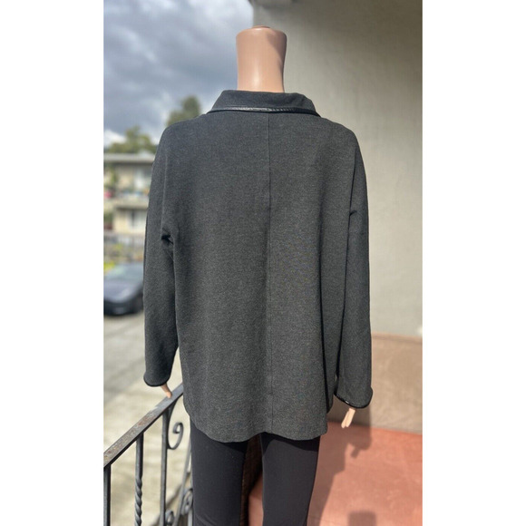 Joseph Ribkoff Womens Blazer Gray Fitted Mock Neck Full Zip Jacket 8 - Picture 5 of 6